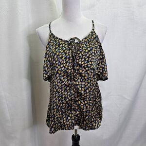 Eight Sixty Floral Tie Neck Sleeveless Top Size Small